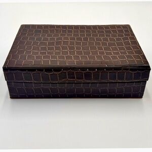 Vintage Ralph Lauren Safari Brown Crocodile Box for Jewelry, Desk, Home etc